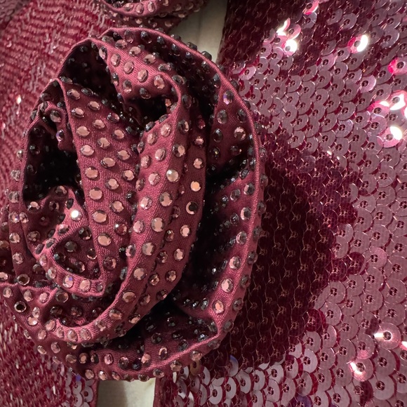 Rebecca Vallance Zelda puff-sleeve sequined mini dress burgundy - Picture 8 of 12